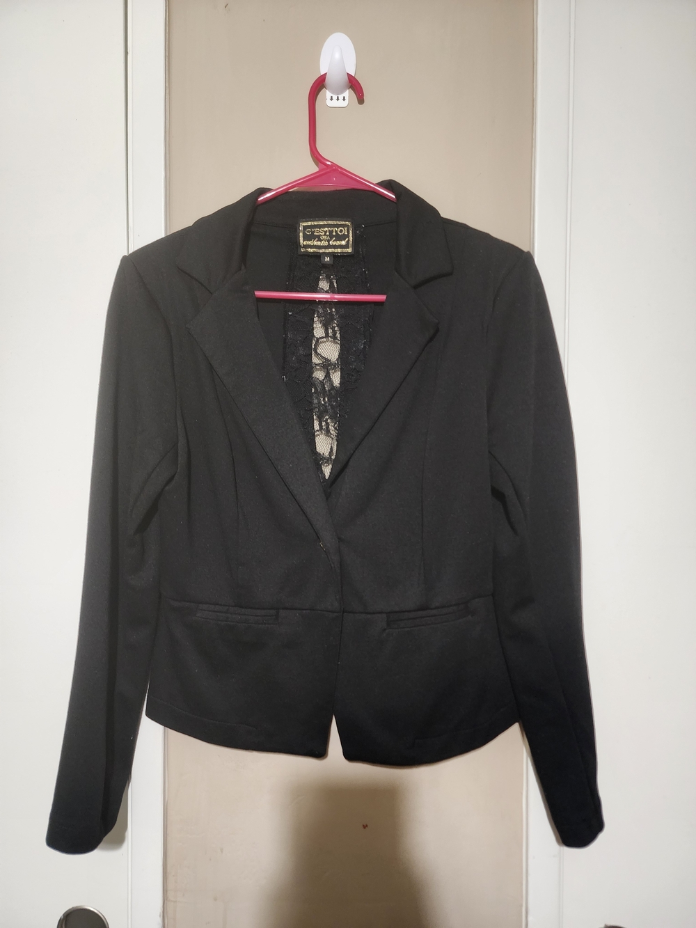 Others Follow Black Women's Lace-Back Blazer